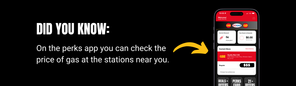 Find cheapest gas prices near you with the quality PERKS app.